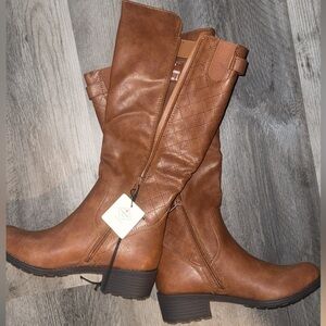Brown Leather Knee-High Boots